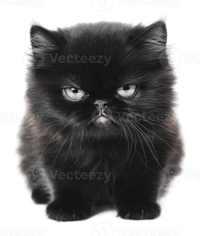 Elegant black cat displaying a serious expression png