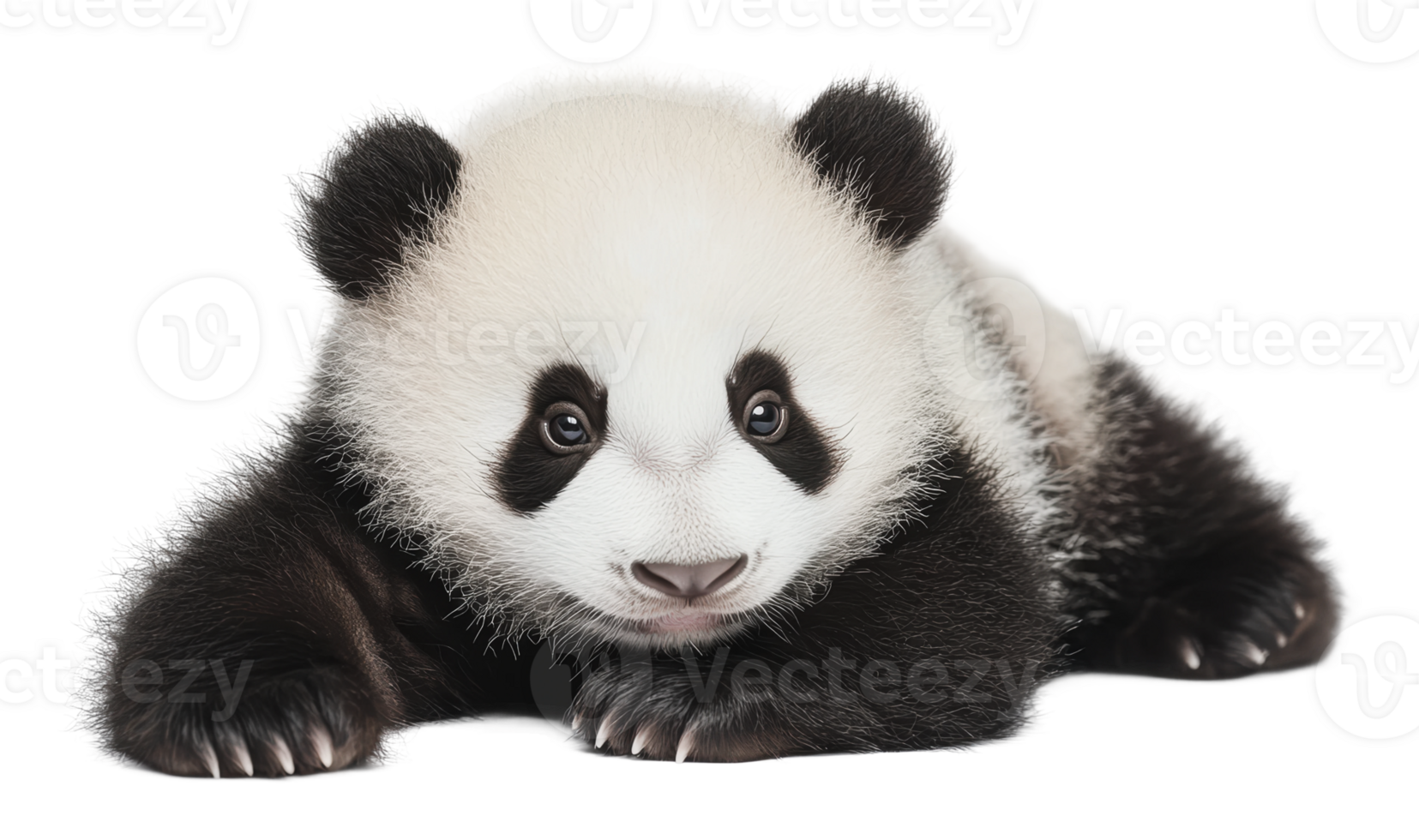 Cute panda cub relaxing on a white background png