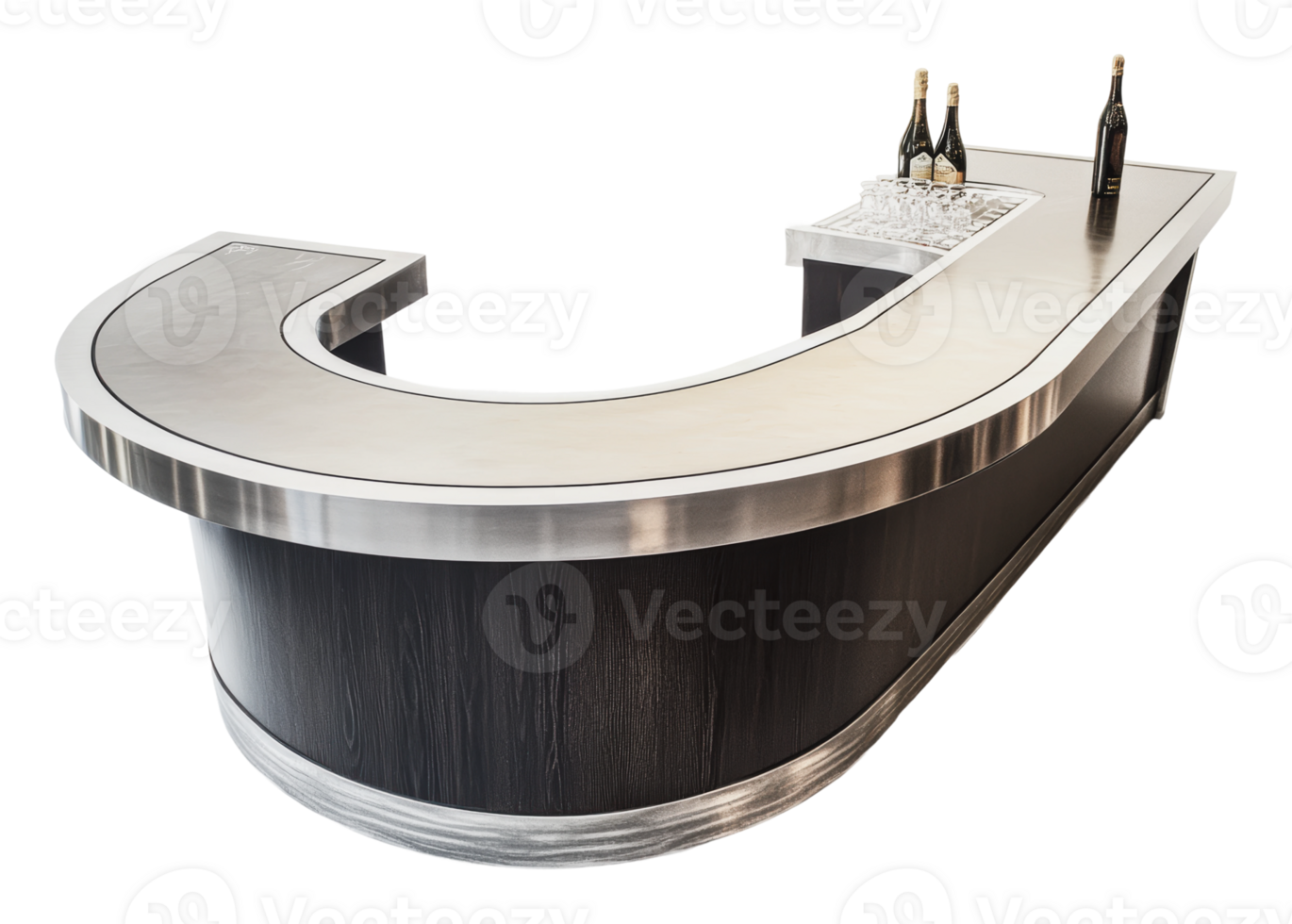 Modern curved bar counter for elegant gatherings png