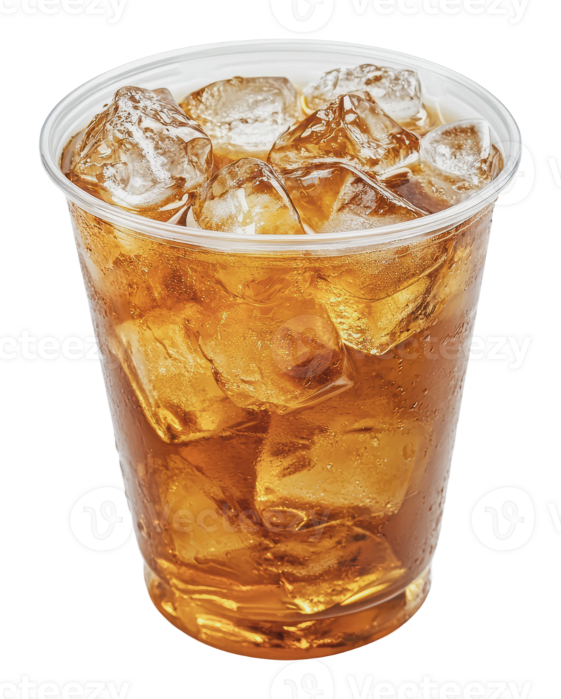 Refreshing iced beverage served in a clear cup png