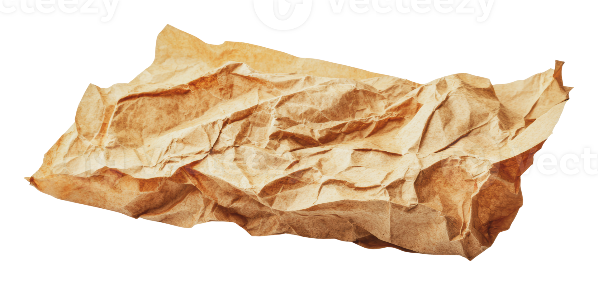 Crumpled brown paper on a white background png
