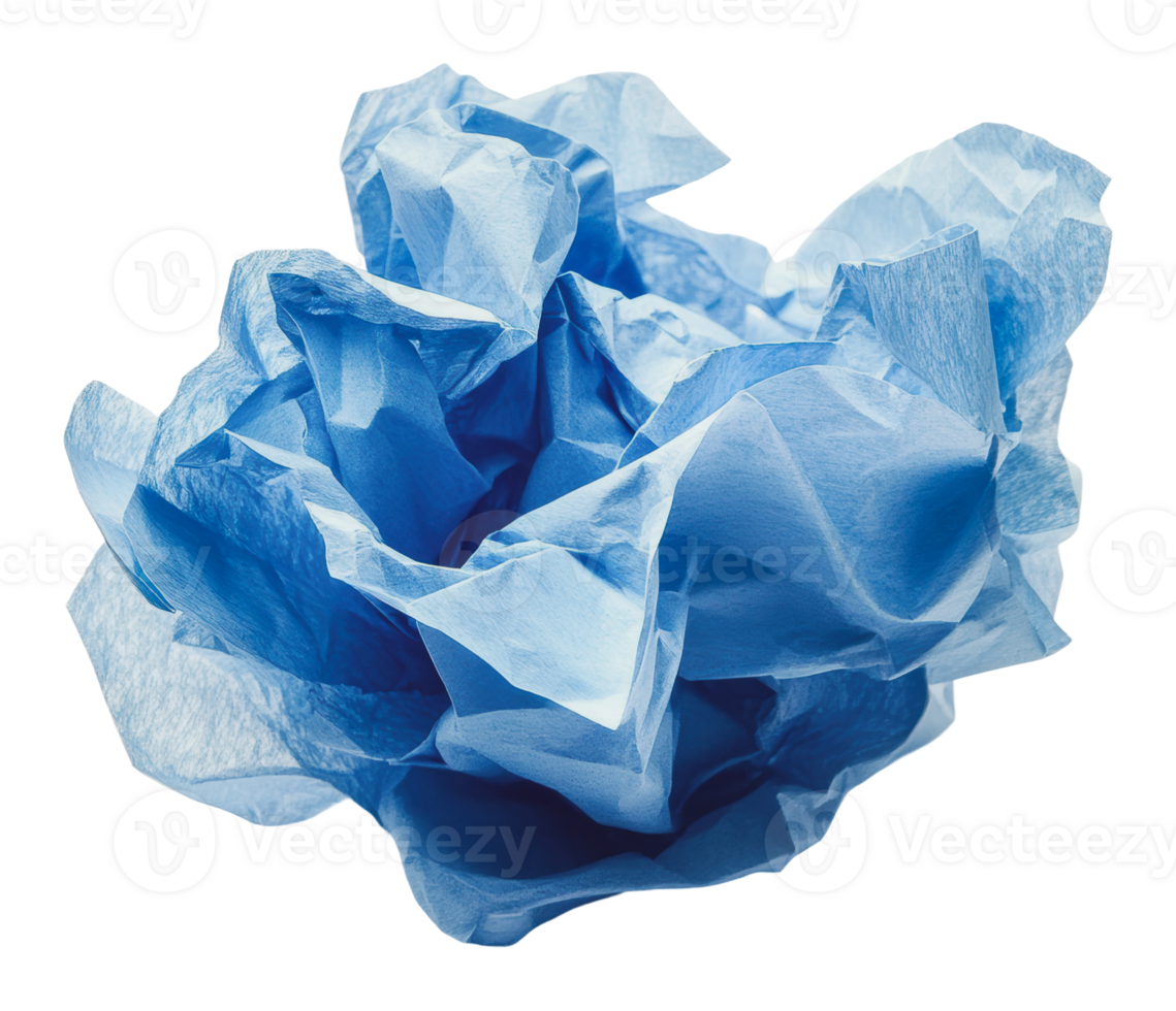 Crumpled light blue paper creates abstract shape png