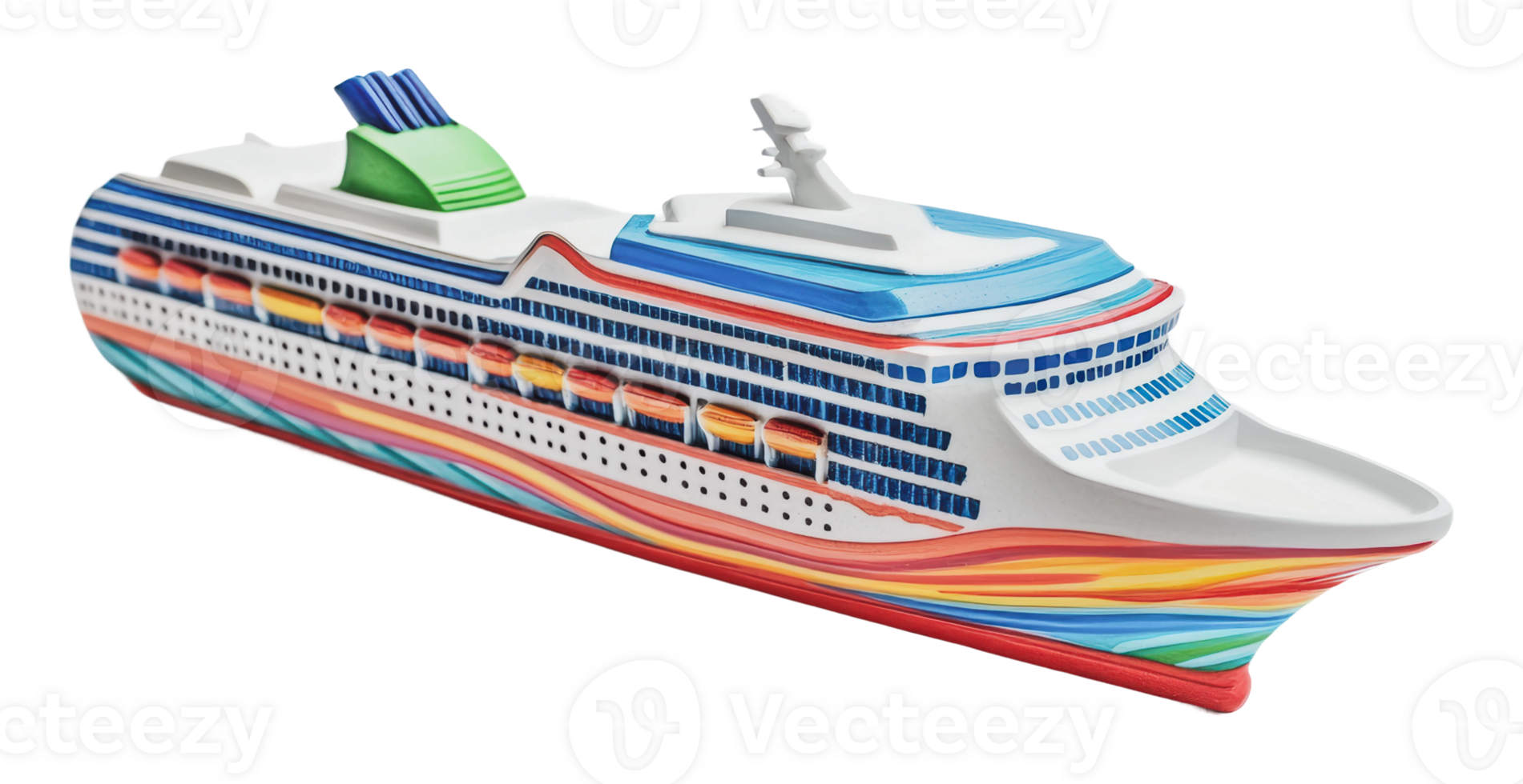 Colorful model cruise ship on display png