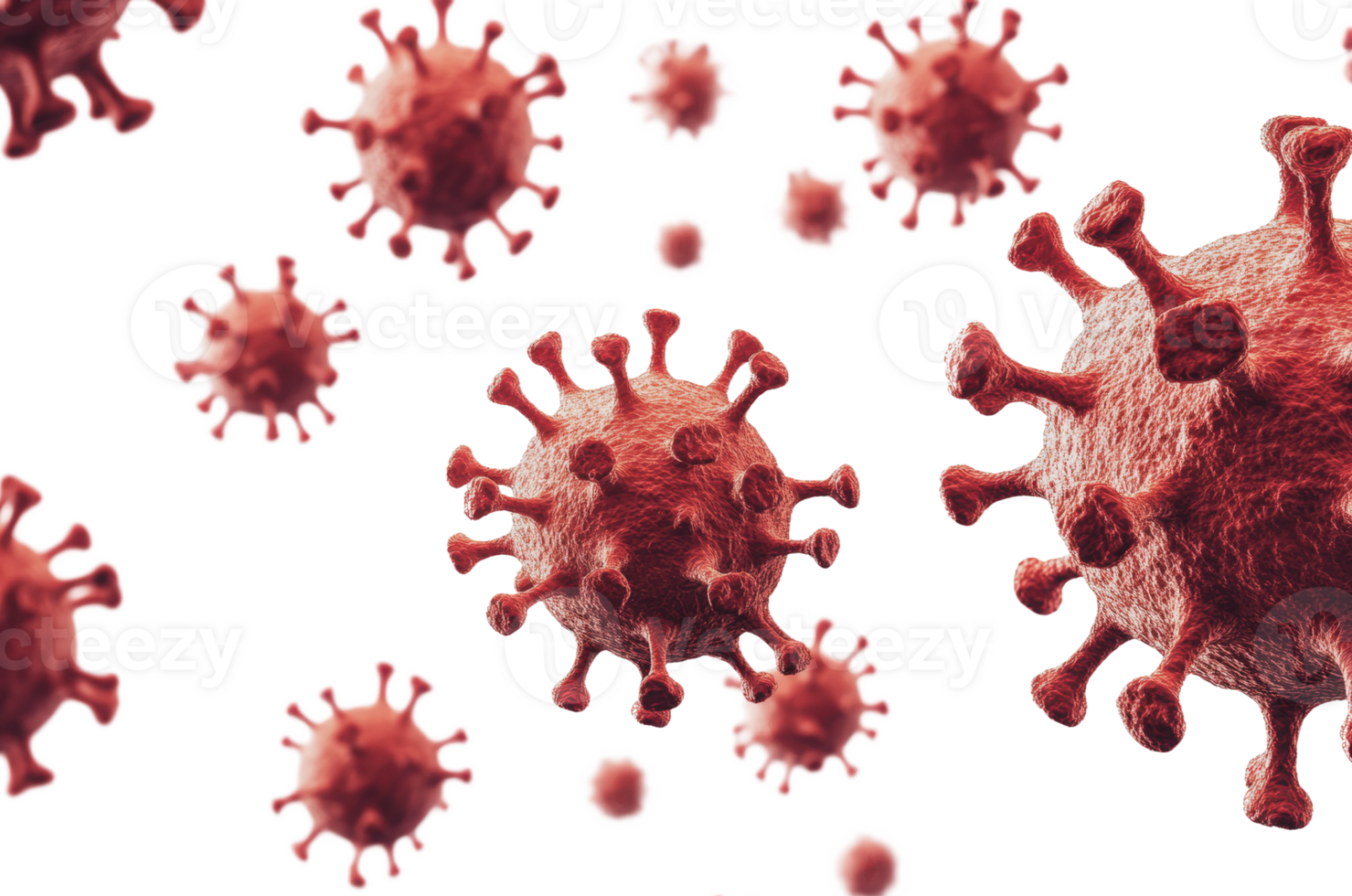 Viruses in formation under microscope view png