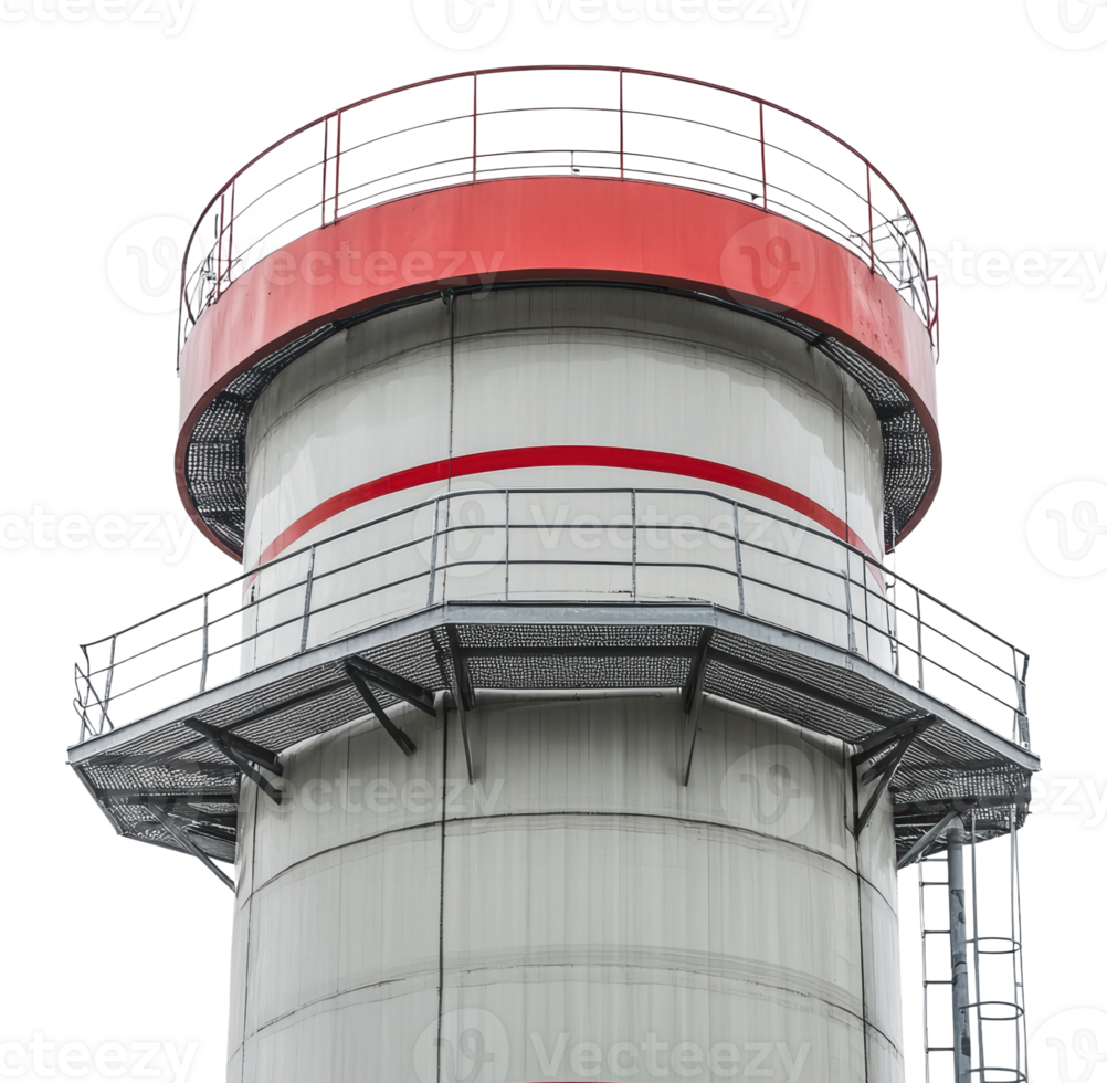 Industrial cooling tower in urban setting png