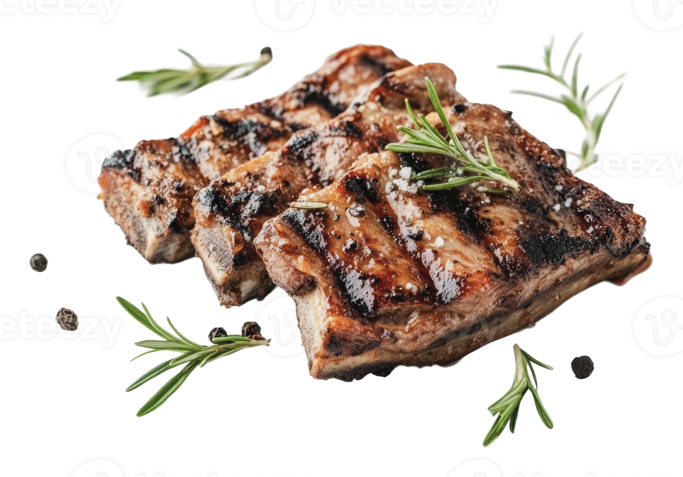 Delicious grilled meat with herbs and spices png