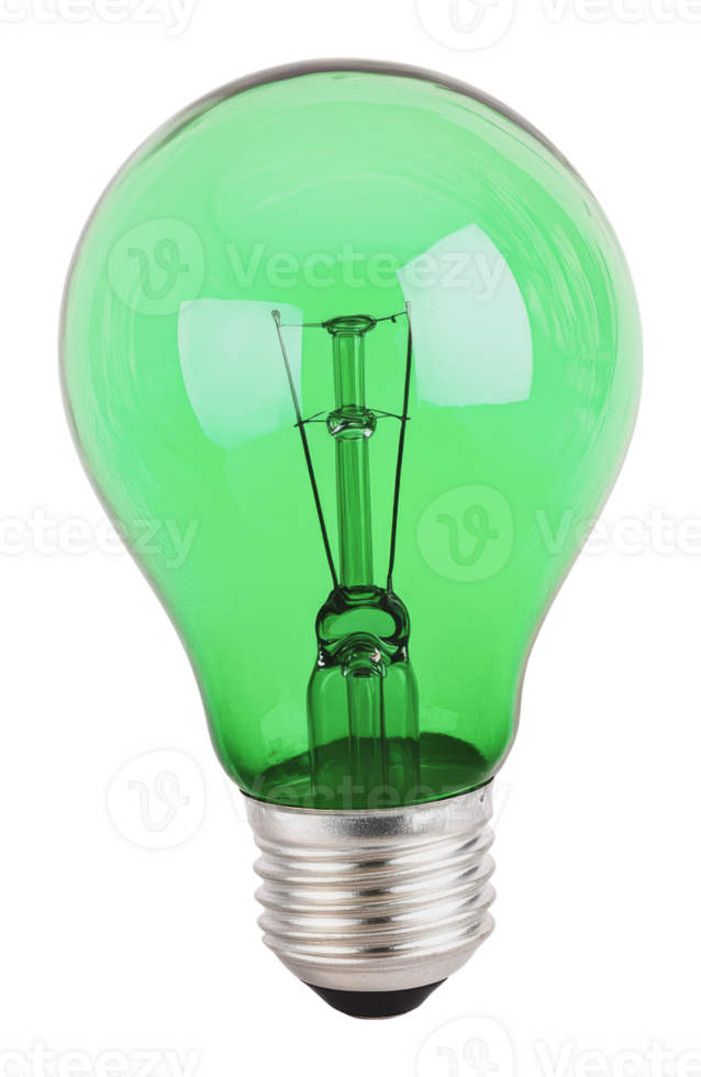 Green light bulb with a vintage design style png
