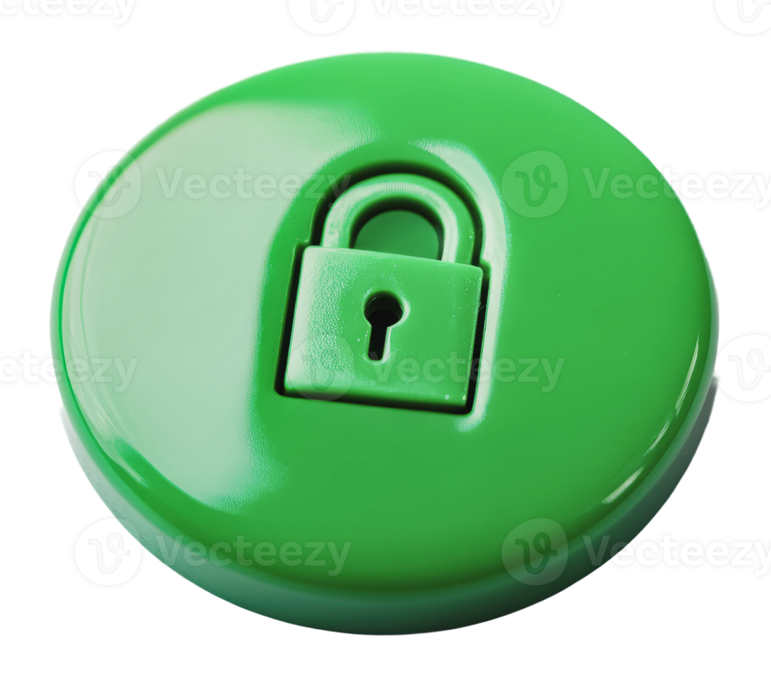 Green circular lock icon on white bg png