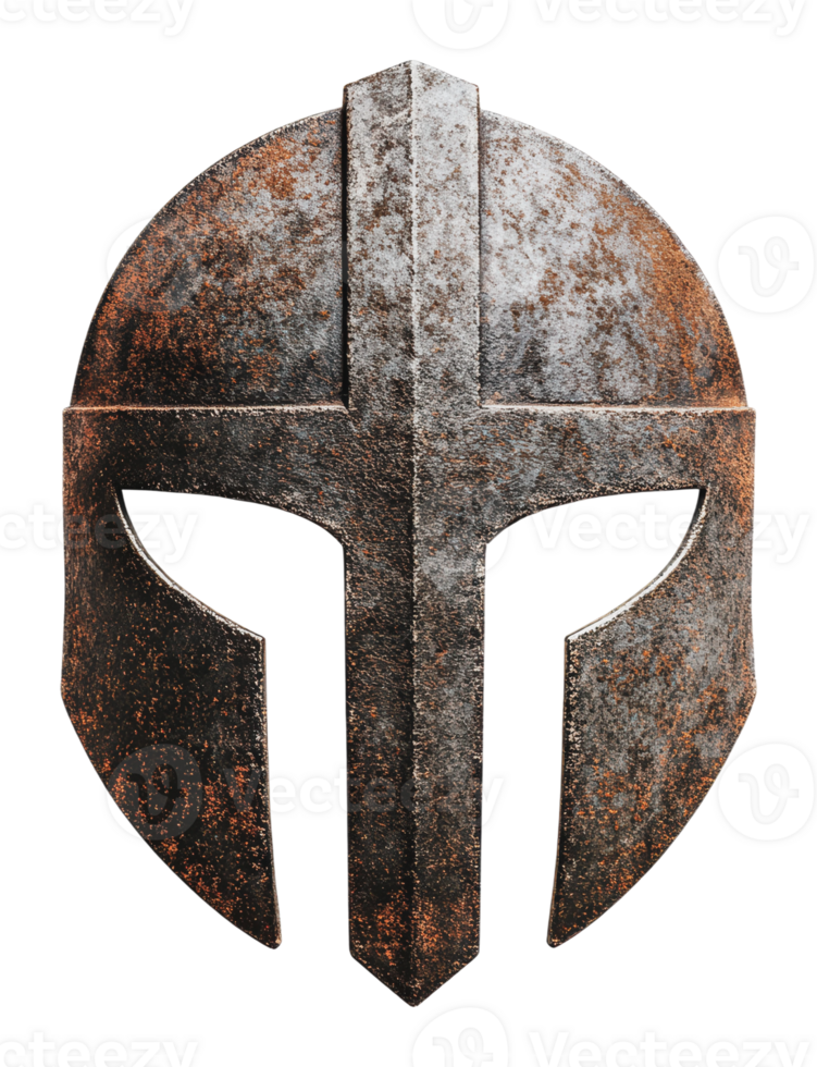 Classic spartan helmet with weathered textures png