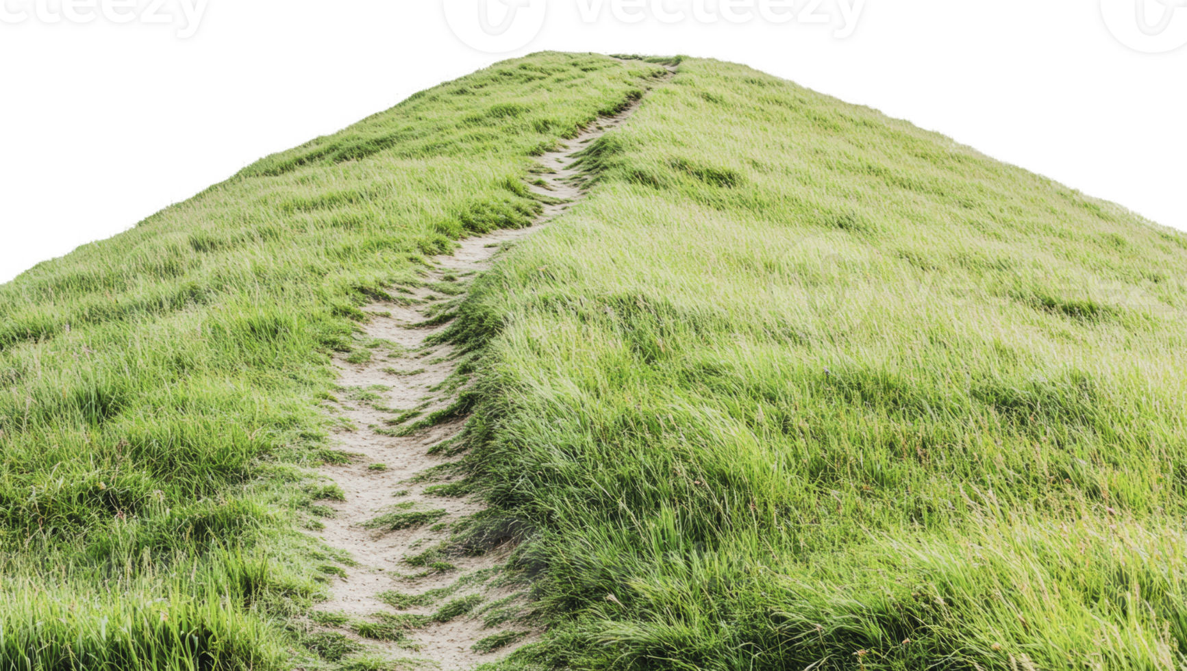 Pathway to grassy hilltop under sky png