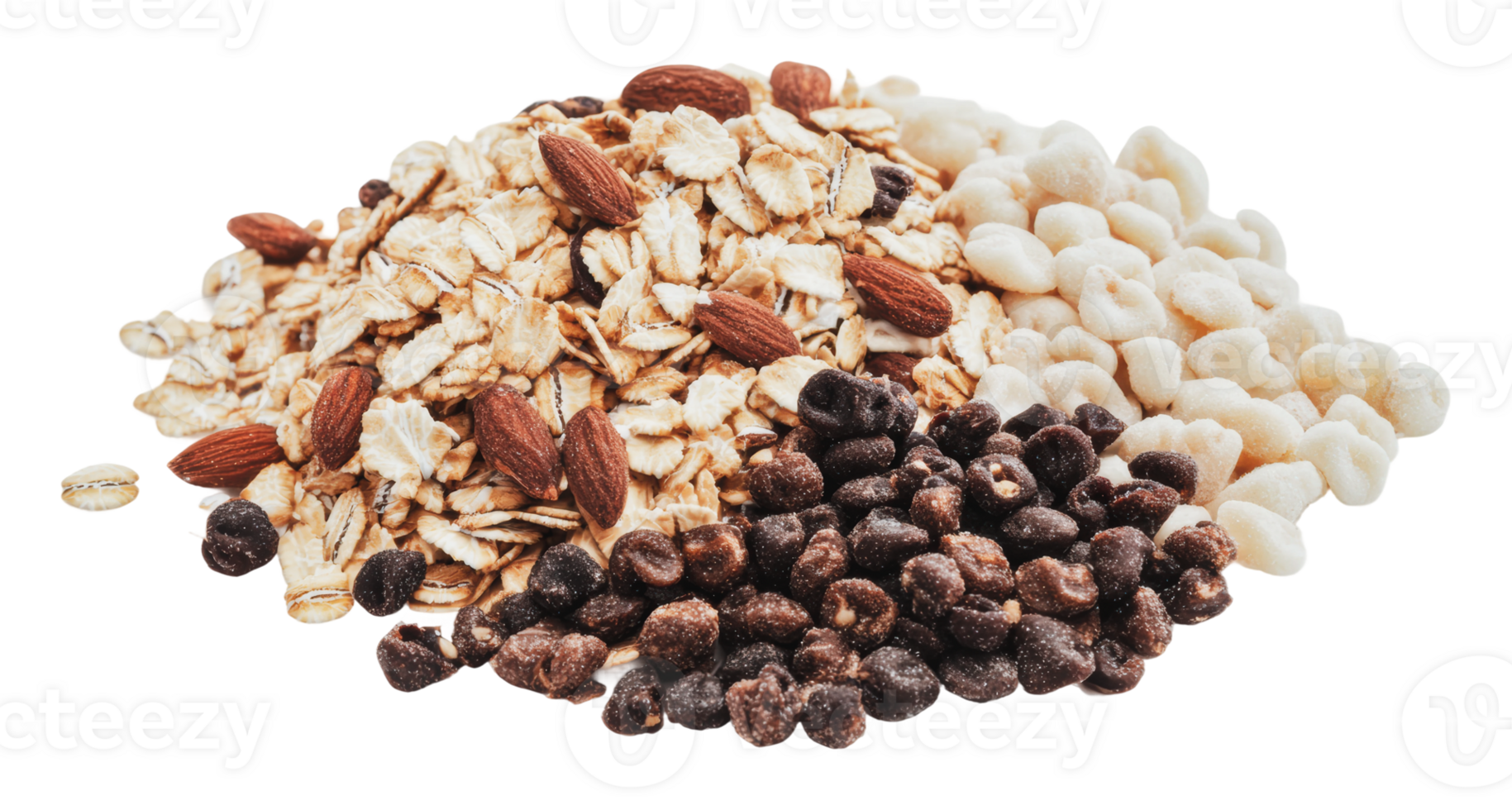Assorted grains and nuts for snacks png