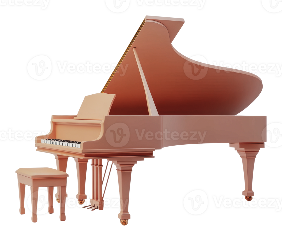 Elegant pink grand piano in a modern setting png
