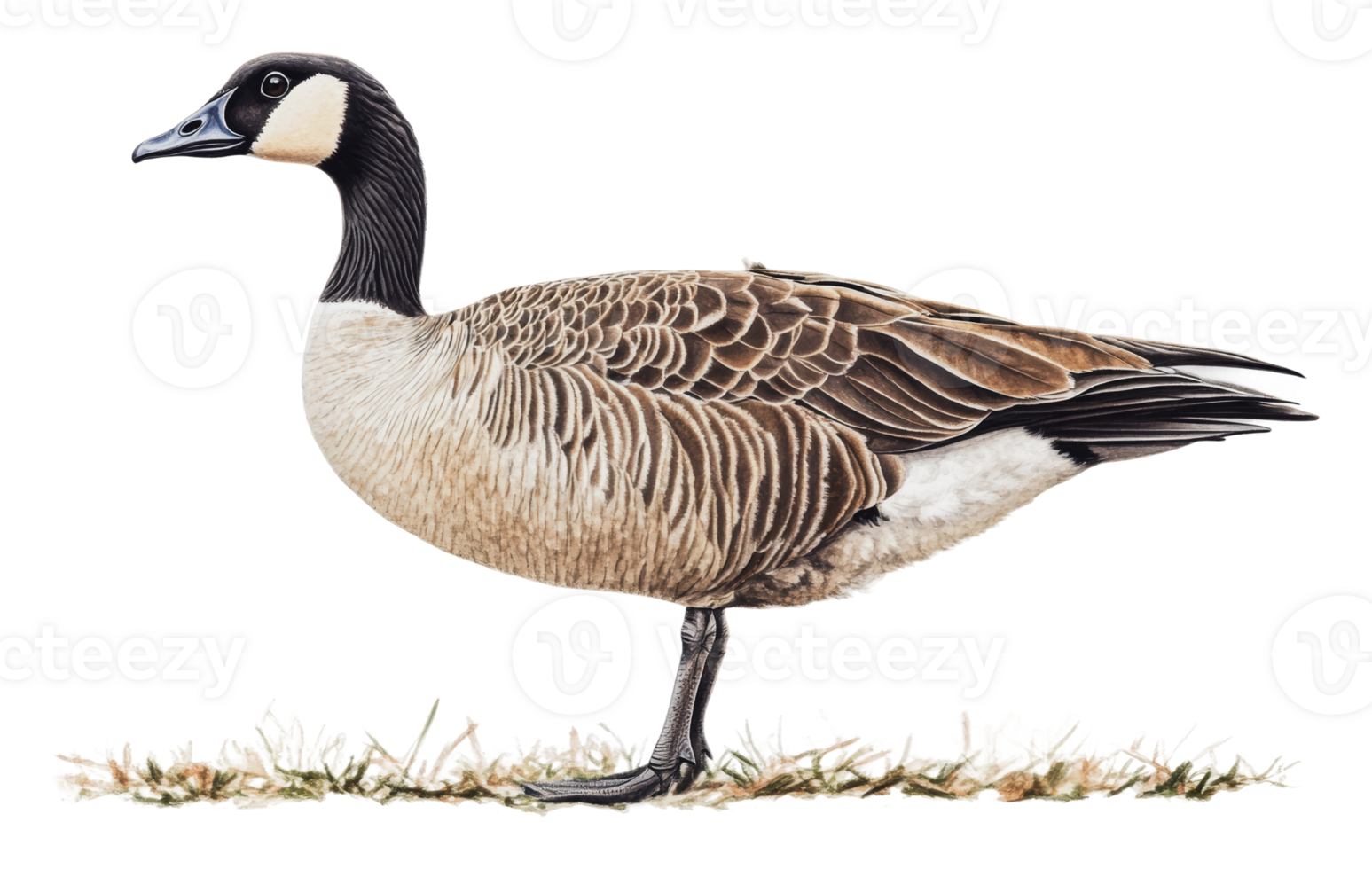 Detailed illustration of a barnacle goose standing png