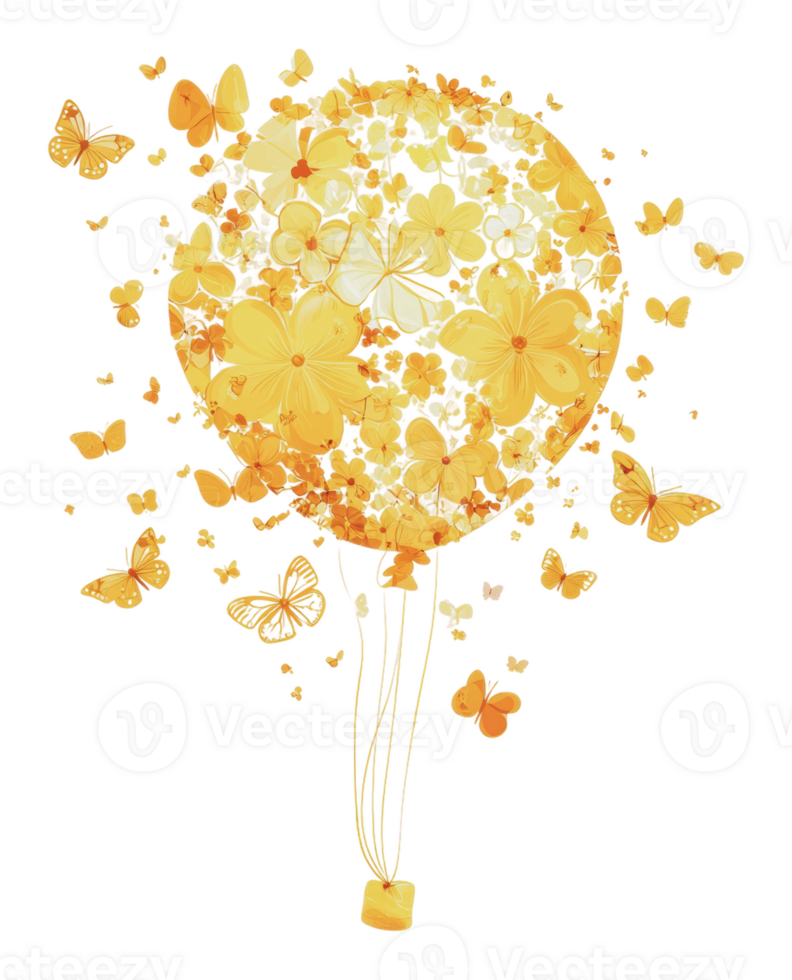 Flower and butterfly balloon png