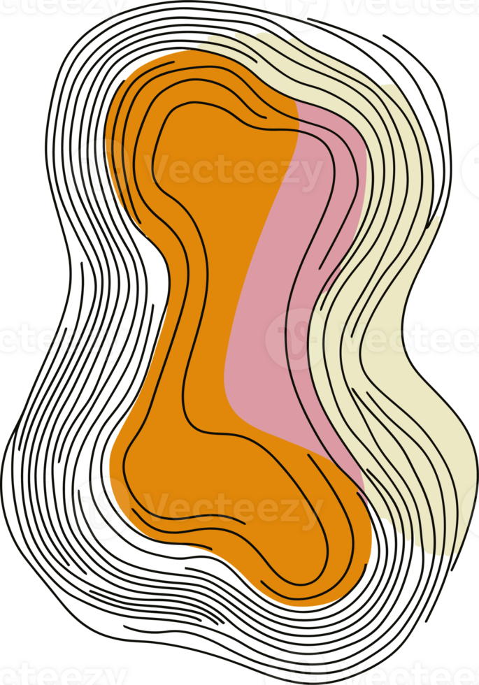 Abstract Modern Art with Fluid Organic Shapes in Earth Tones png