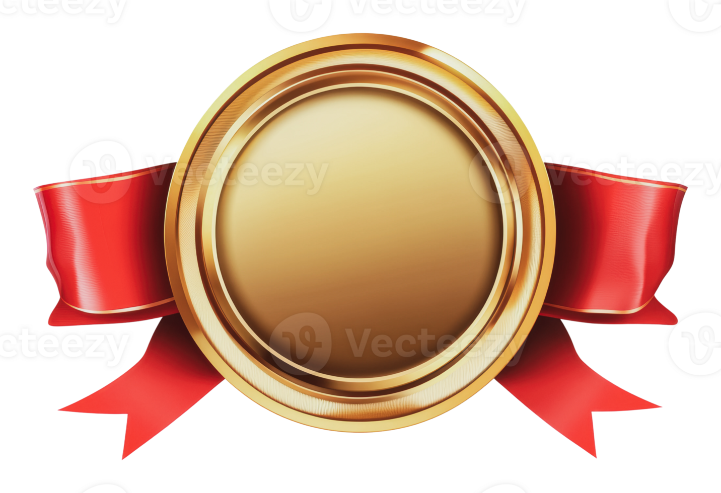Simple golden medal with red ribbon design png