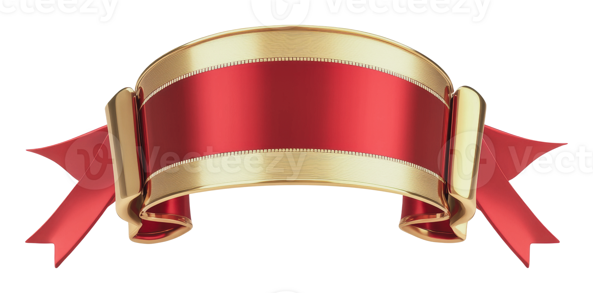 Decorative red ribbon with golden edges displayed png
