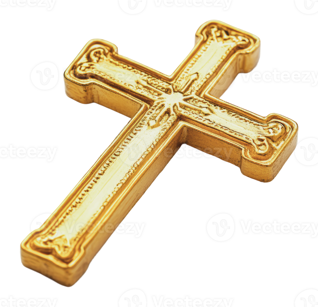 Gold cross displayed on a clean surface png