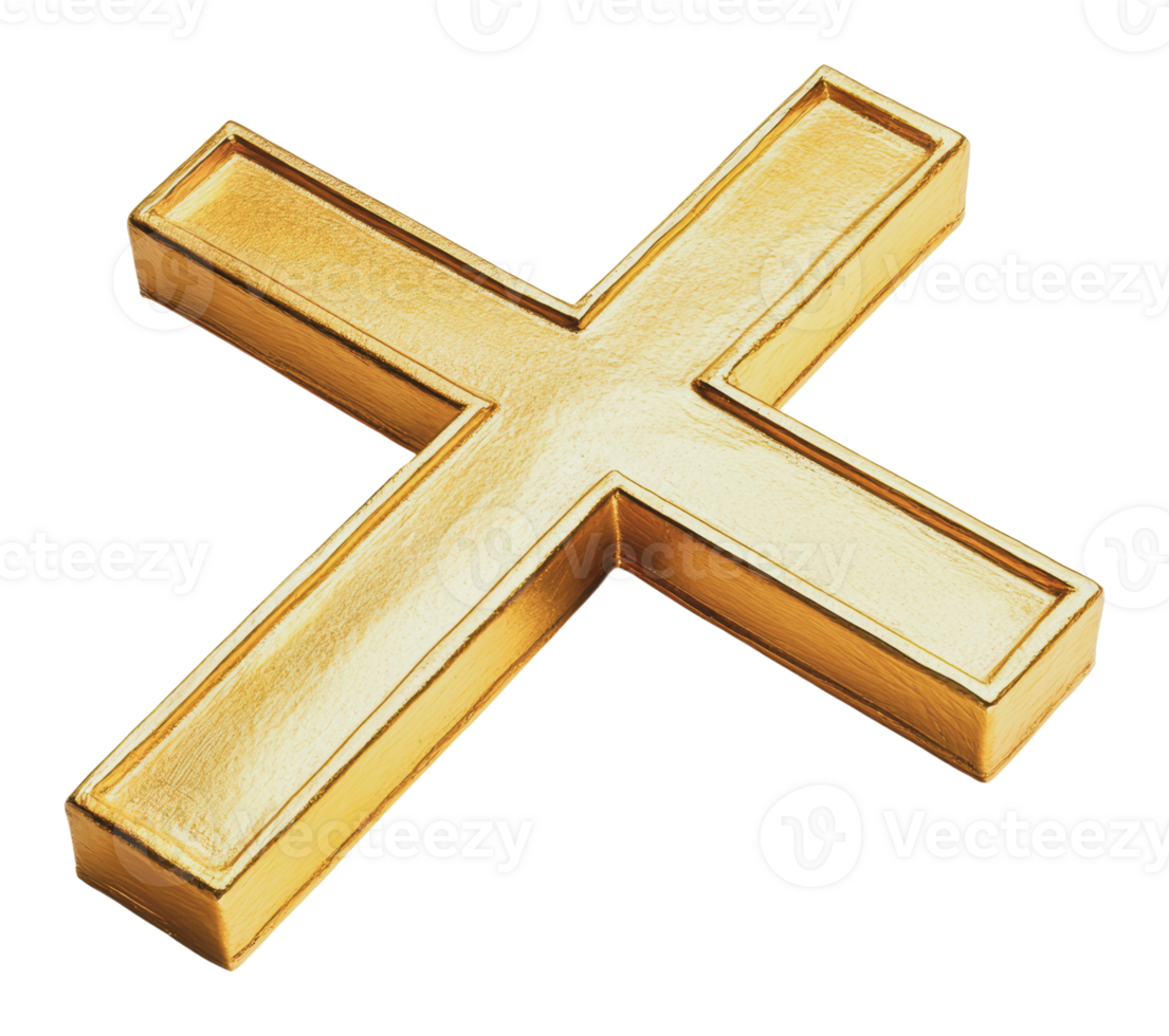 Golden cross on neutral backdrop png