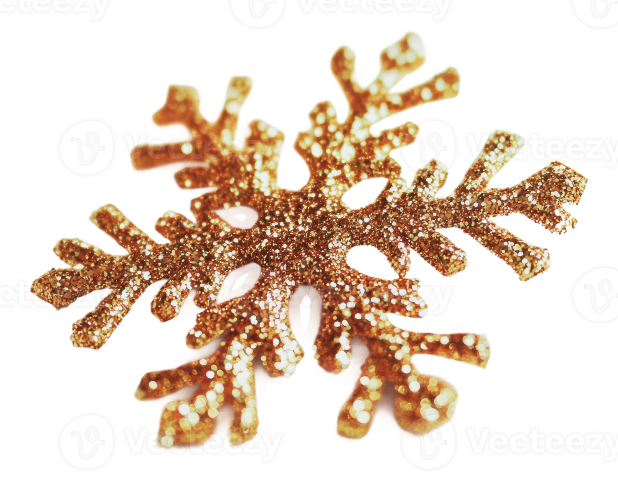 Golden glitter snowflake winter decor png