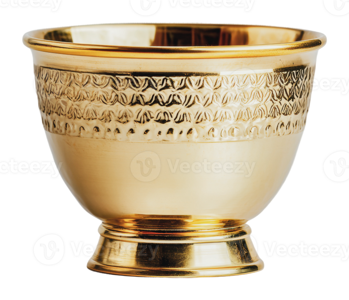 Decorative gold bowl with intricate patterns png