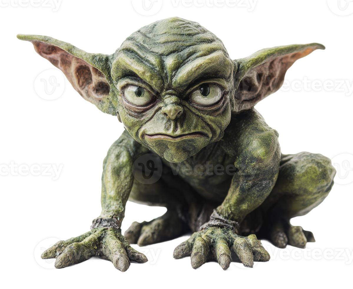 Tiny green being with big ears and charm png