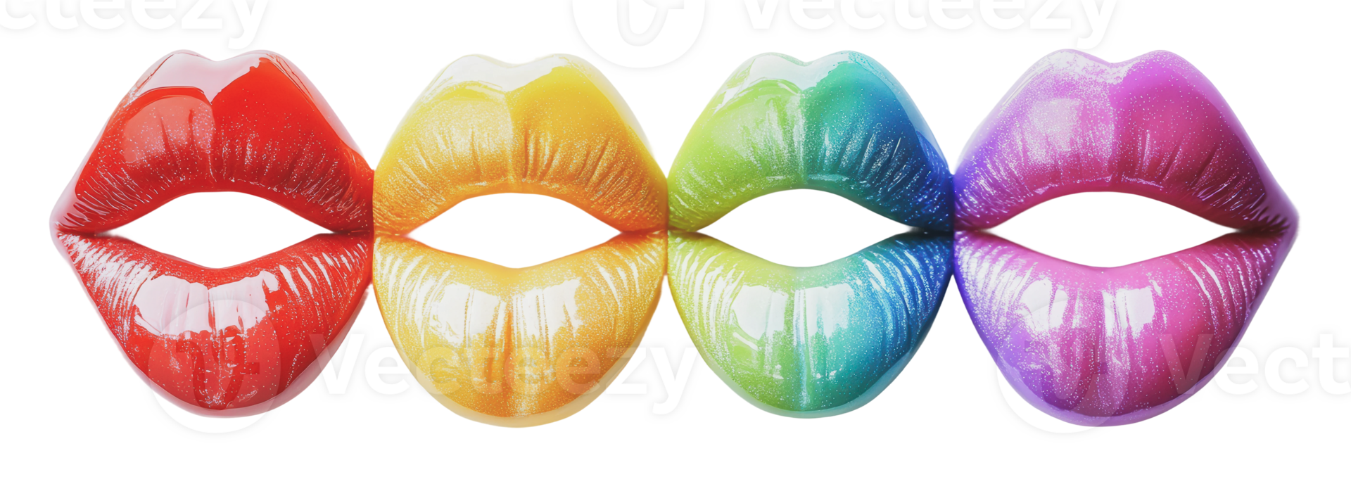 Diverse, expressive colorful lips png