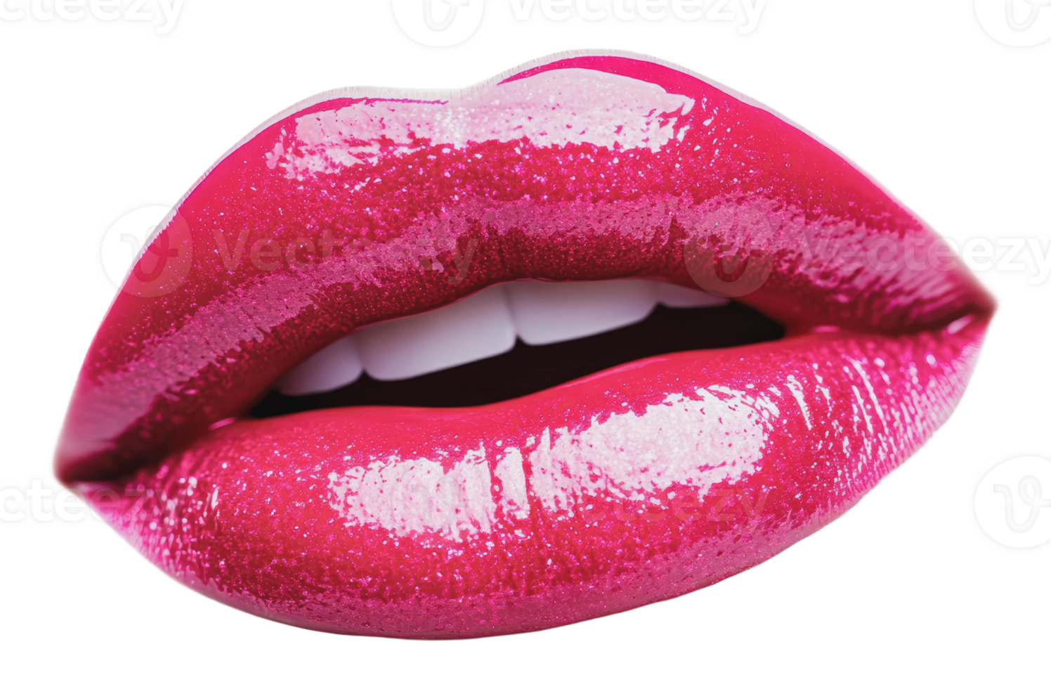 Glossy pink lips with a glamorous shine png