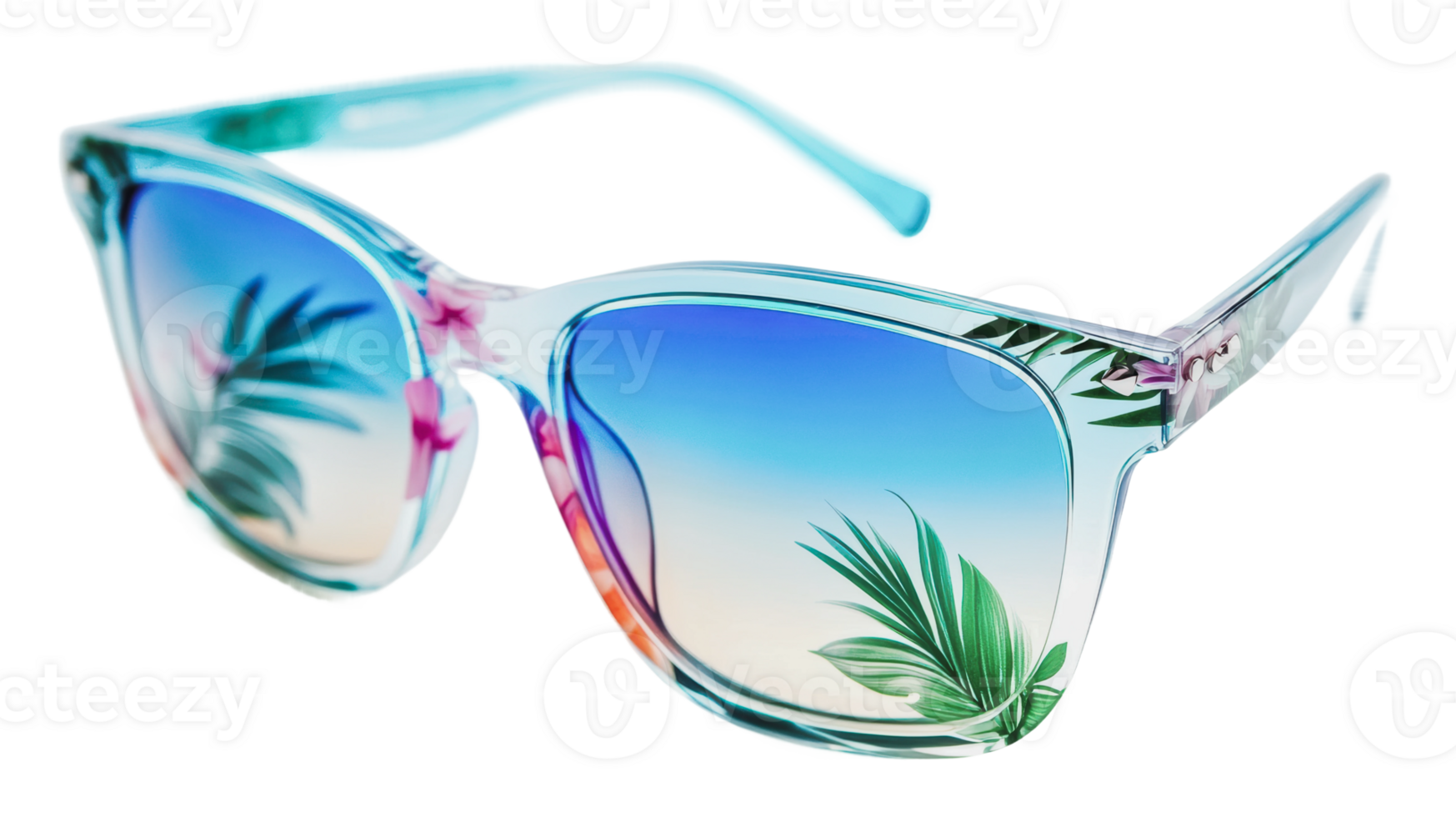 Tropical summer sunglasses in vivid colors png