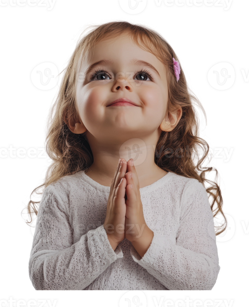 Child expressing gratitude with hands together png