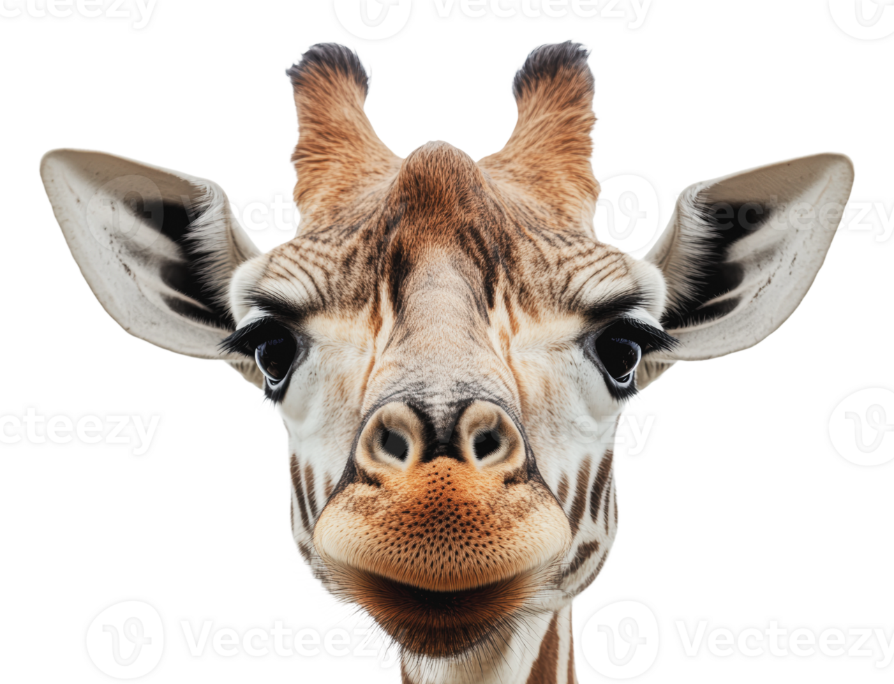 Giraffe closely observing with curious expression png