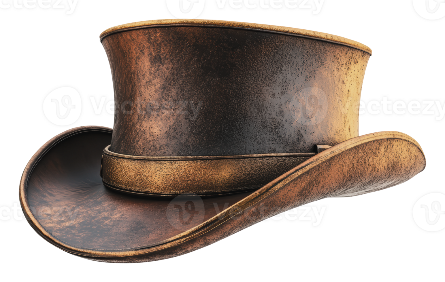 Vintage style top hat with a weathered look png