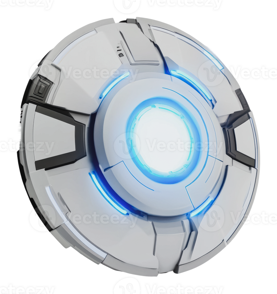 Futuristic hovering device with glowing accents png
