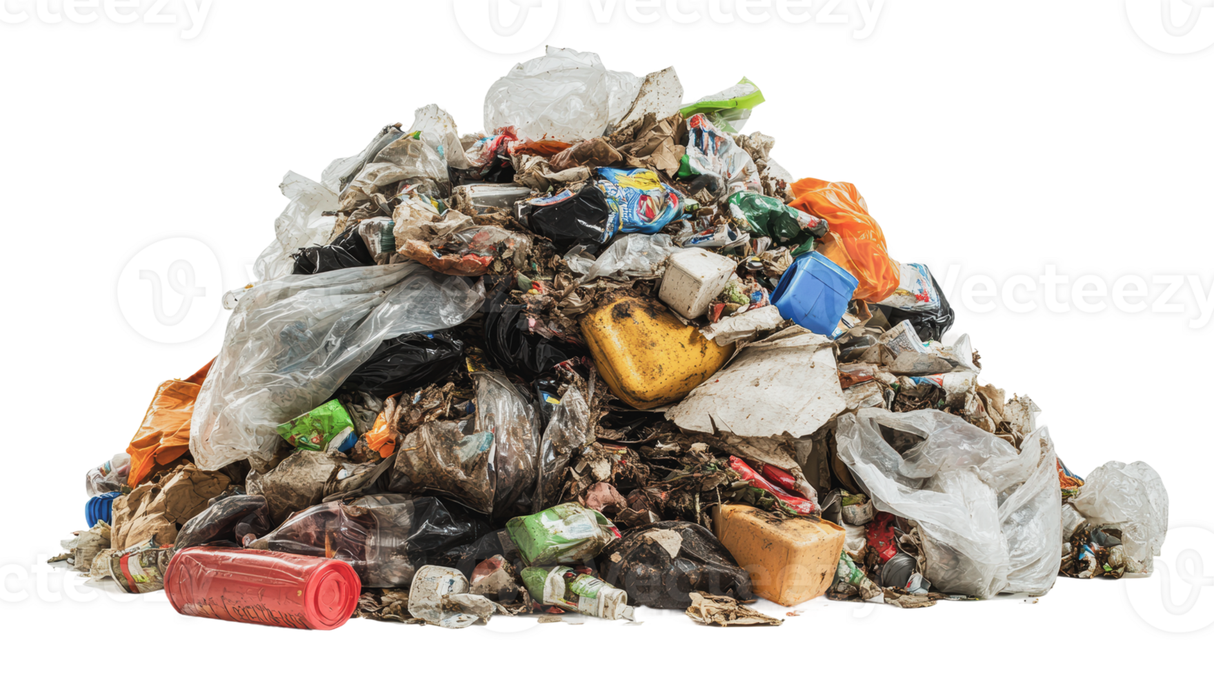 Pile of mixed waste materials in urban setting png