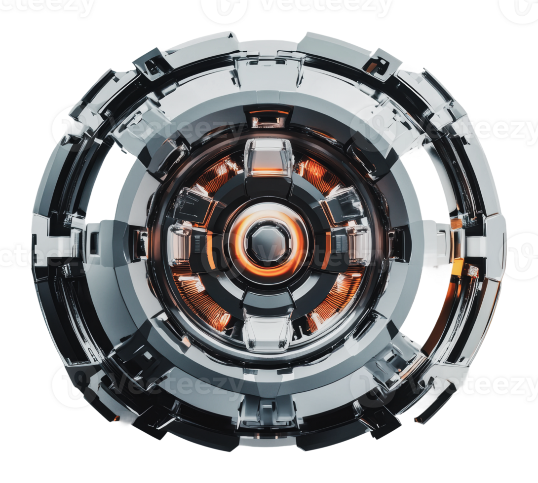 Intricate metallic futuristic orb png