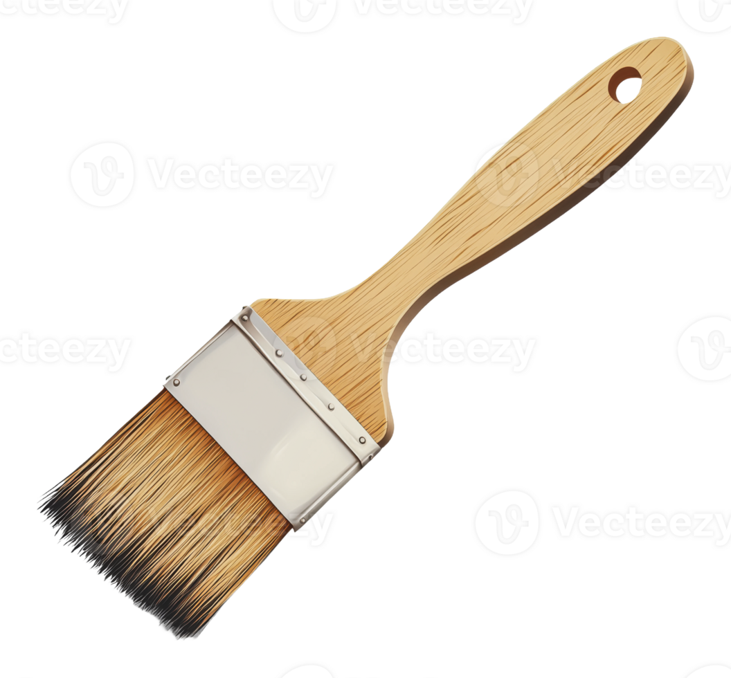Brush with wooden handle for painting projects png