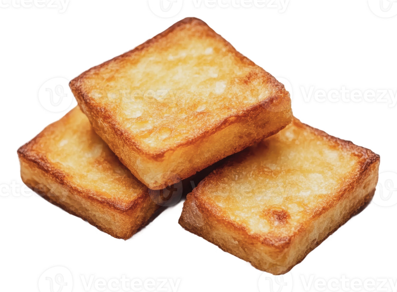 Crispy fried tofu stacked on a white background png