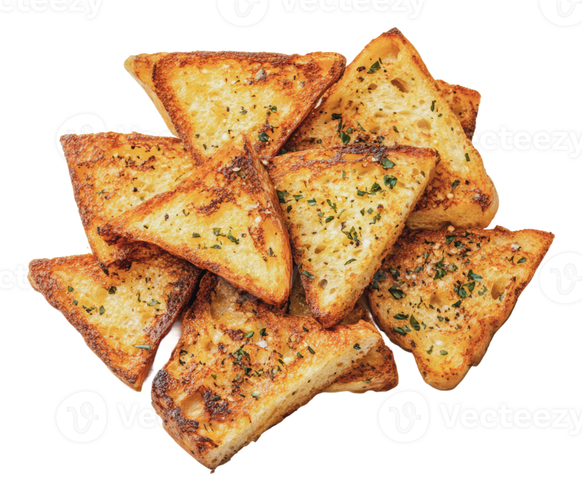 Crispy garlic bread triangles served fresh png