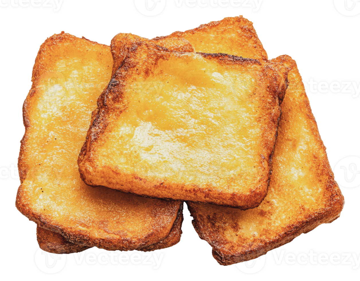 Crispy golden fried bread squares on a plate png
