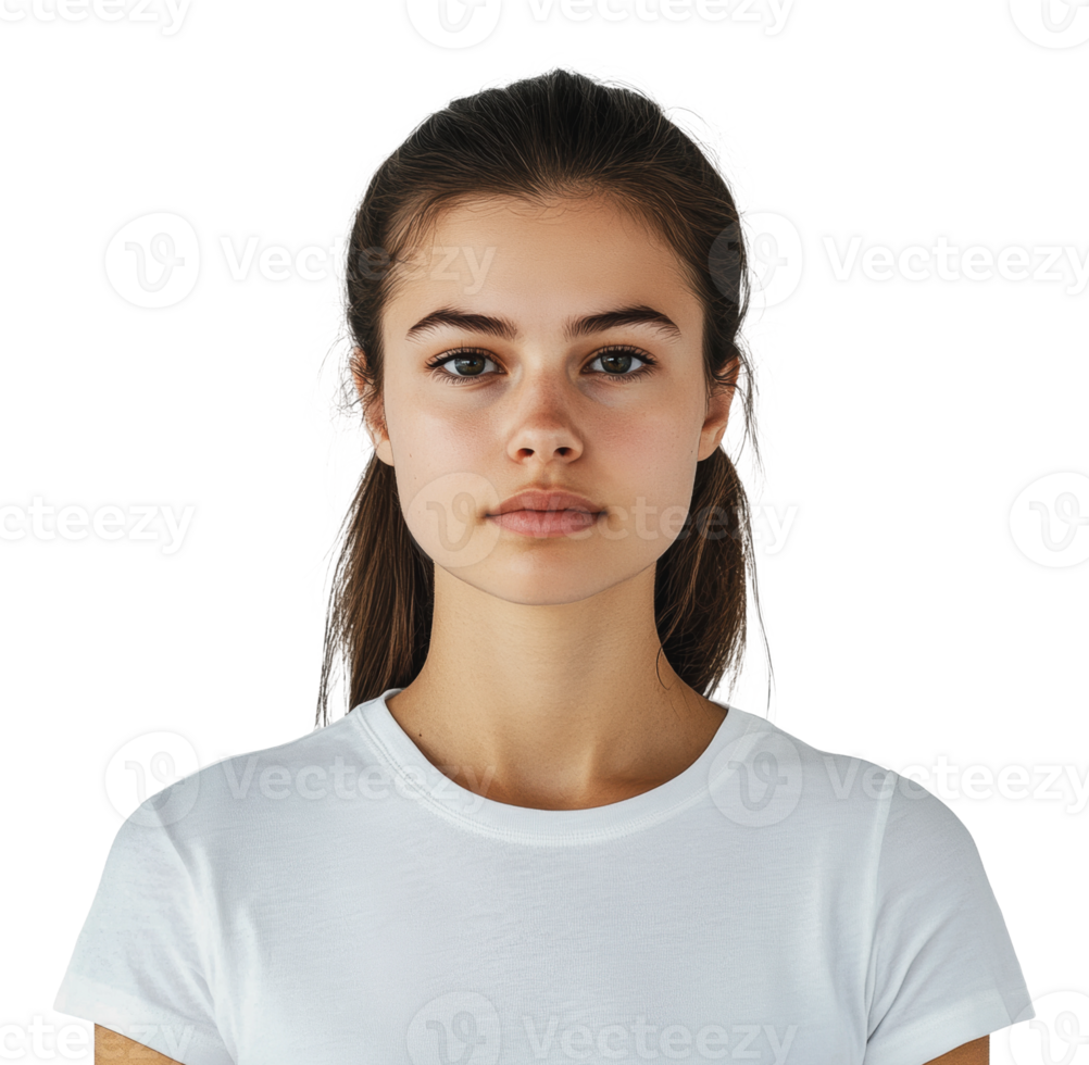 Young woman with long hair, neutral look png