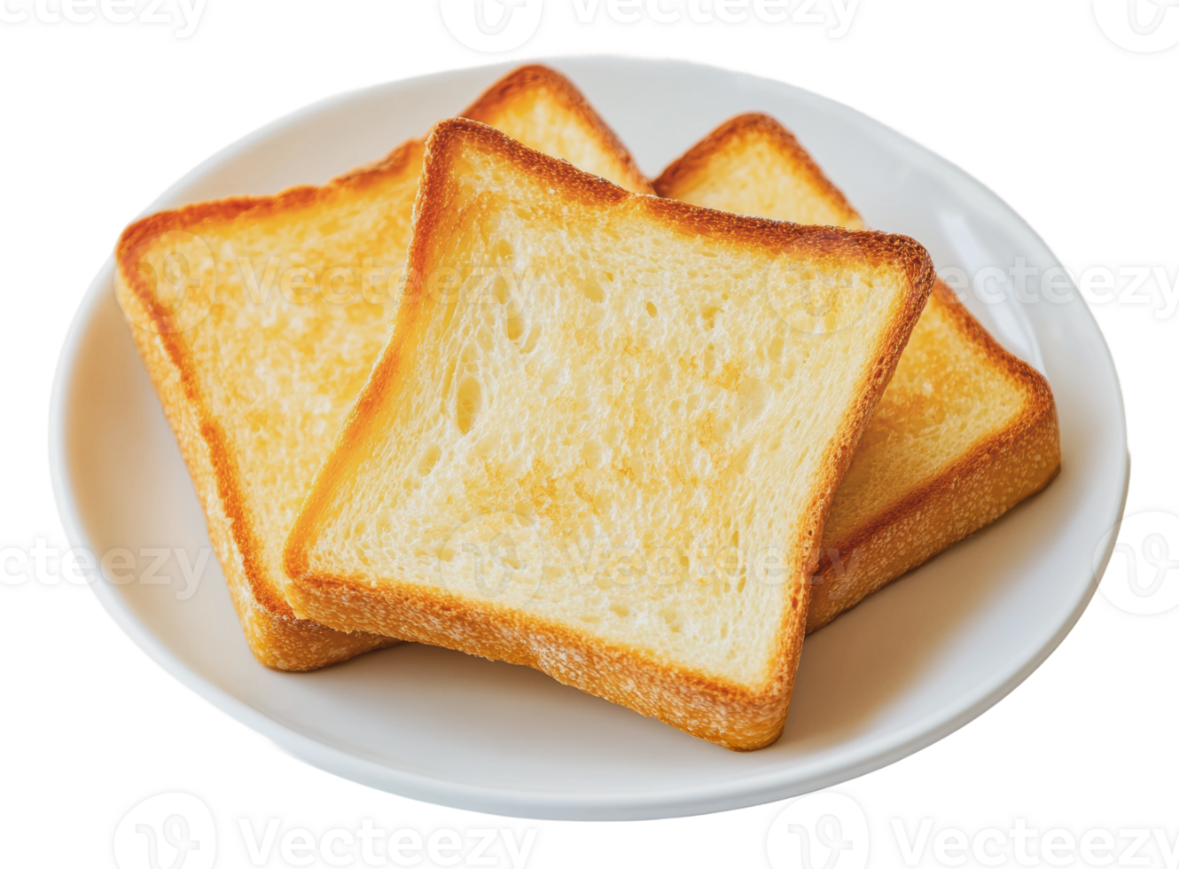 Toasted bread slices on a white plate png