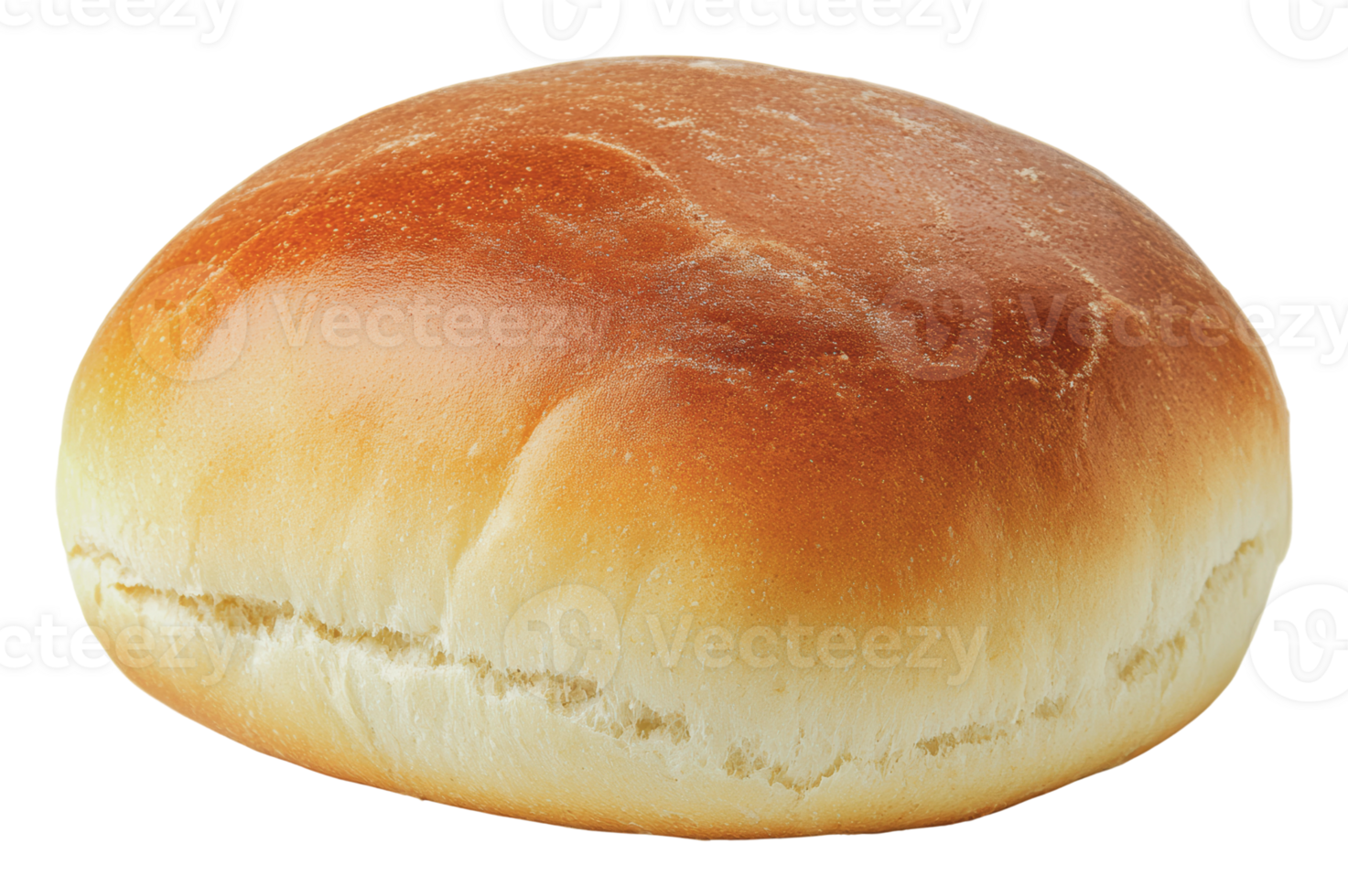 Freshly baked soft bread roll with golden crust png