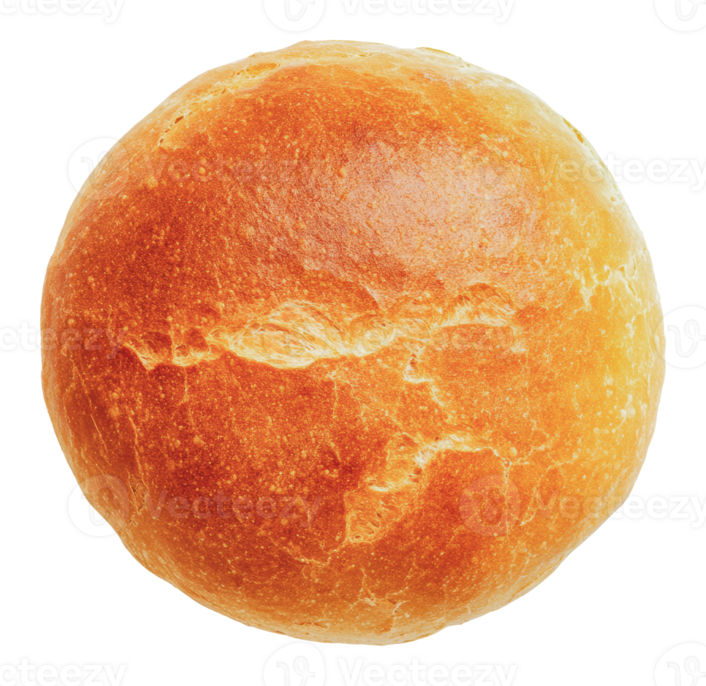 Freshly baked round bread roll on a white surface png