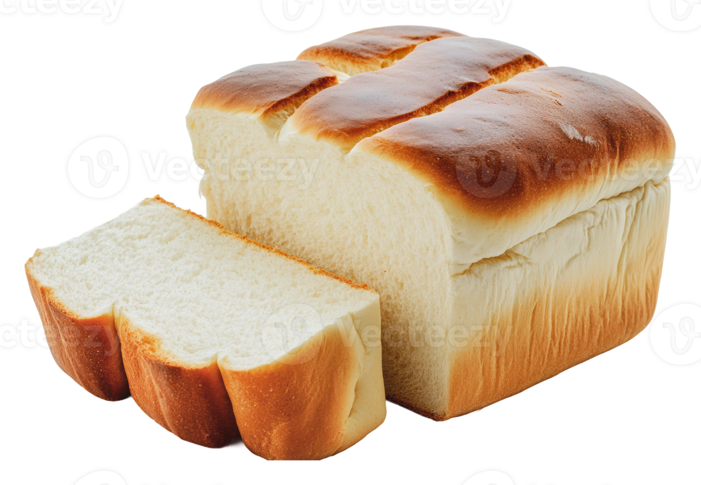 Freshly baked bread loaf with sliced portion png