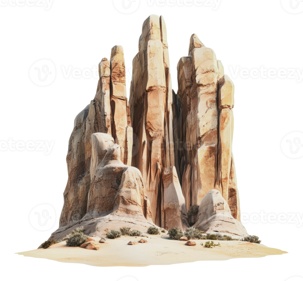 Majestic rock formation in a desert setting png