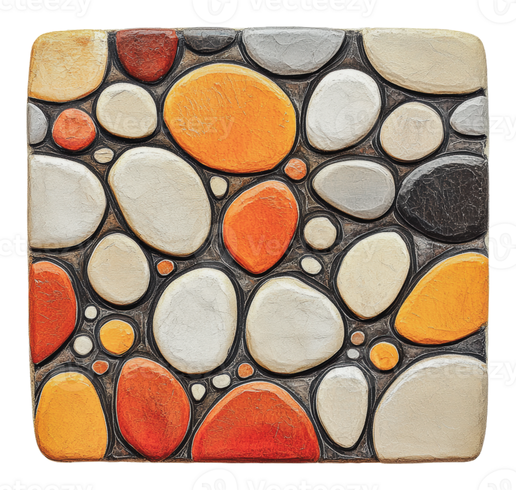 Decorative stone pattern in warm tones and shapes png