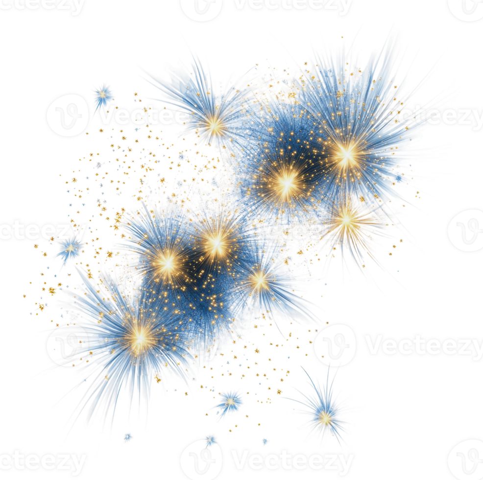 Blue and gold fireworks in celebration png