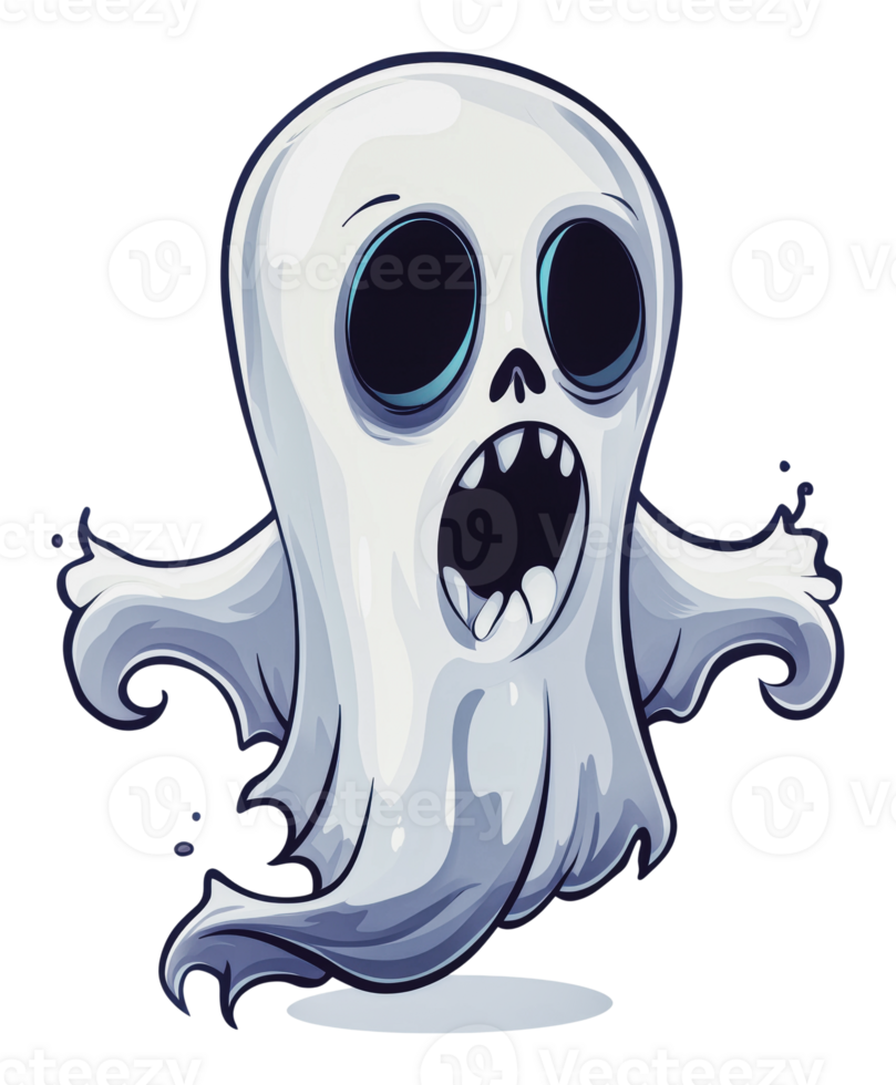 Ghost character floating with spooky expression png