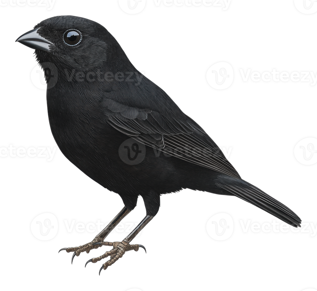 Black bird perched on a branch in natural habitat png
