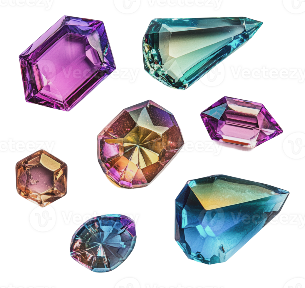 Artfully arranged colorful gemstones png